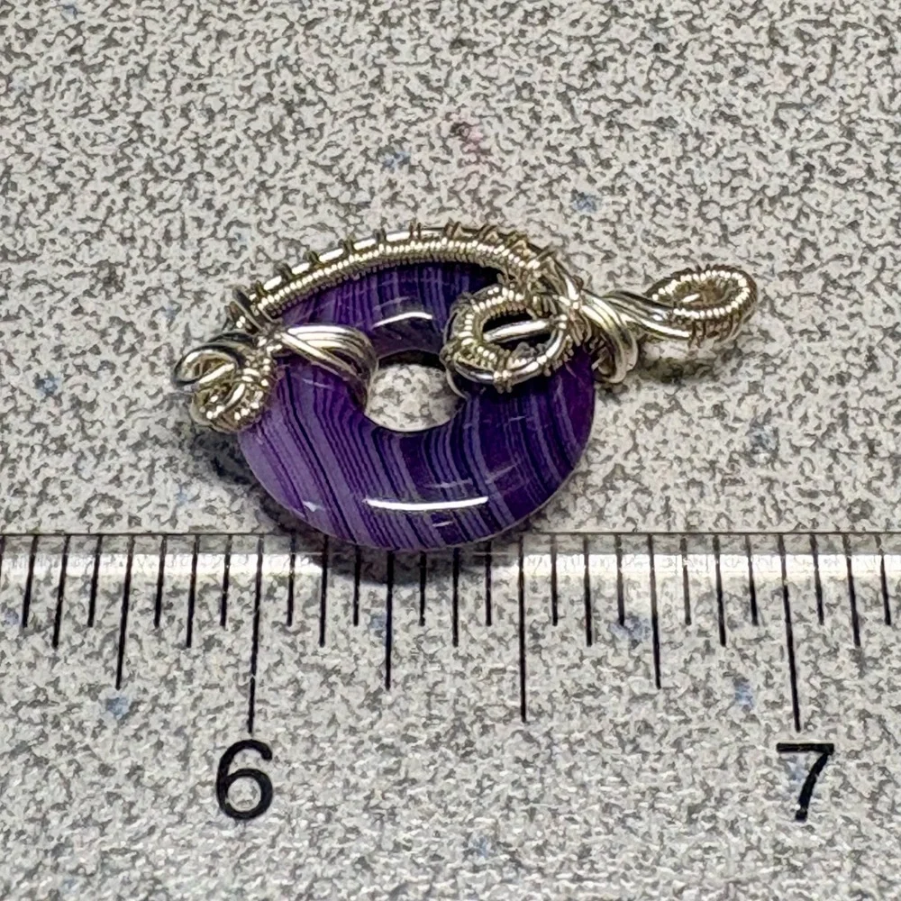 MINI Purple Wire-Wrapped DONUT Pendant - Picture 5 of 5